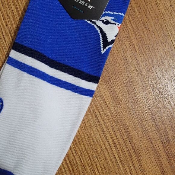 Stance X MLB Toronto Blue Jays Crew Socks Size L Infiknit White Blue New Mascot - Picture 6 of 8